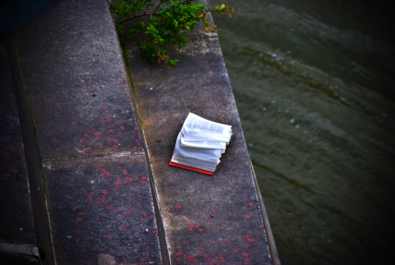 dropped book